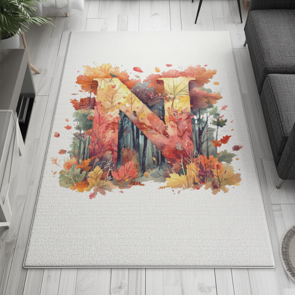 Autumn Leaf Monogram N Living room carpet