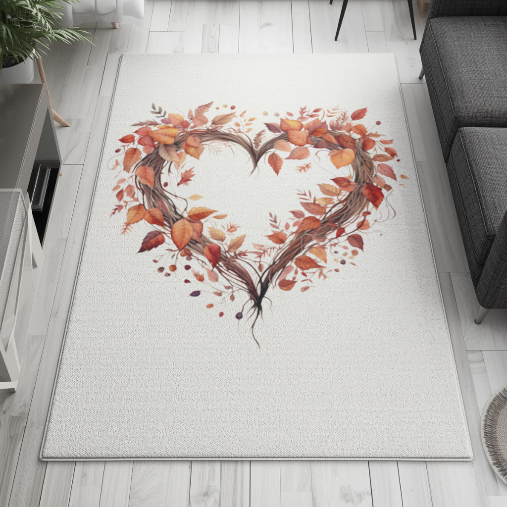 Autumn Leaves Heart Wreath Living room carpet