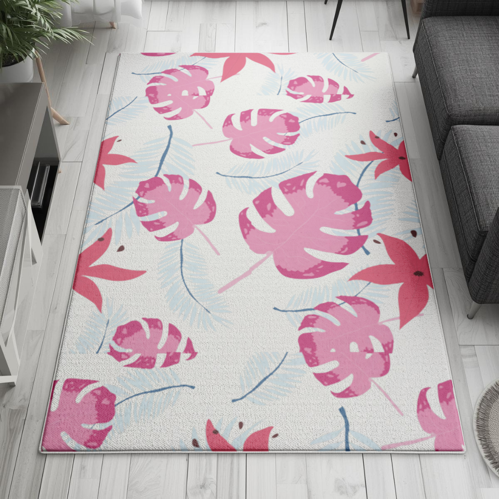 Pink Monstera and Tropical Lily Living room carpet