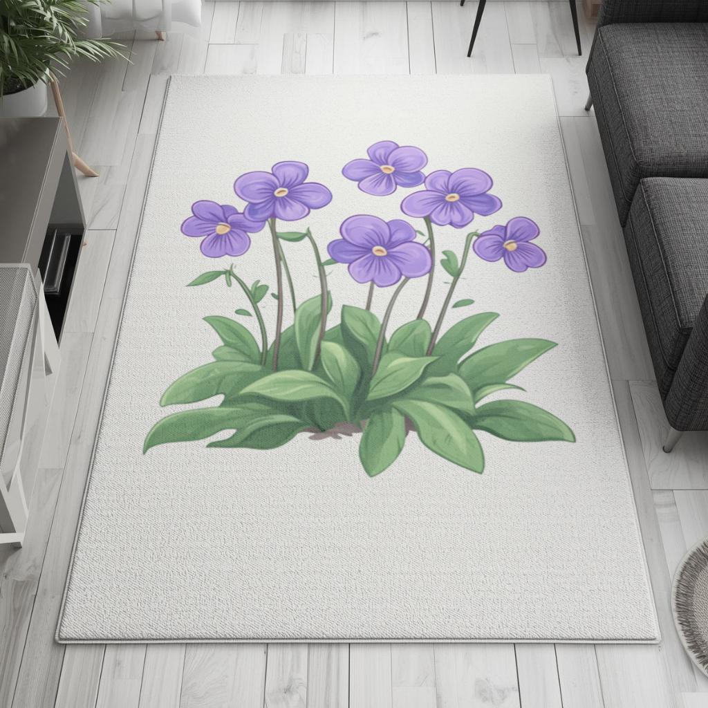 Cottagecore Purple Violets Living room carpet