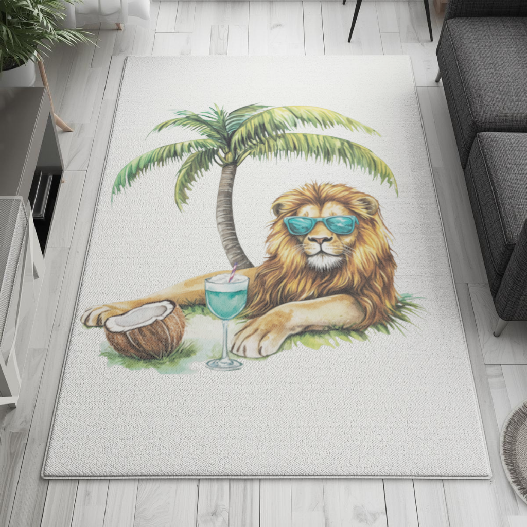 Summer Vibe Lion Under Palm Tree Living room carpet