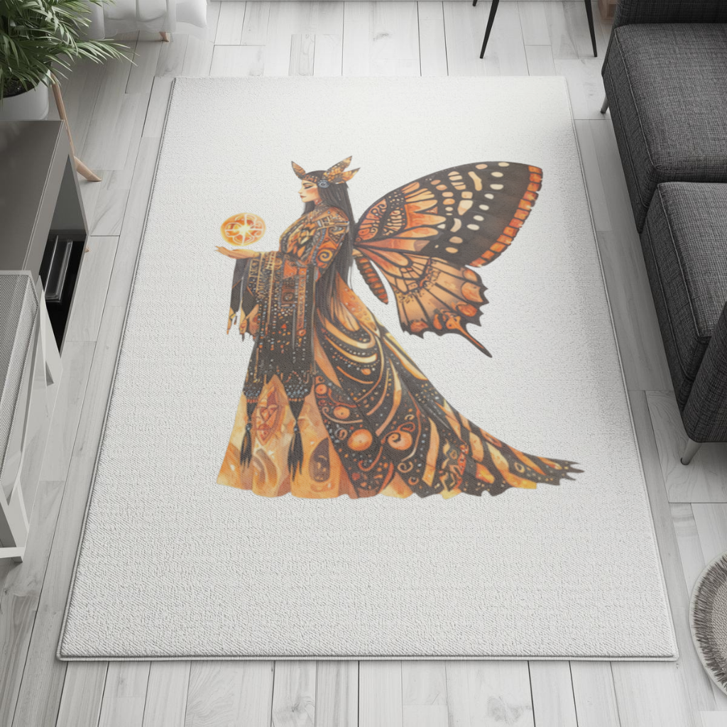 Monarch Kelebek Kanatlı Tanrıça Salon Halısı