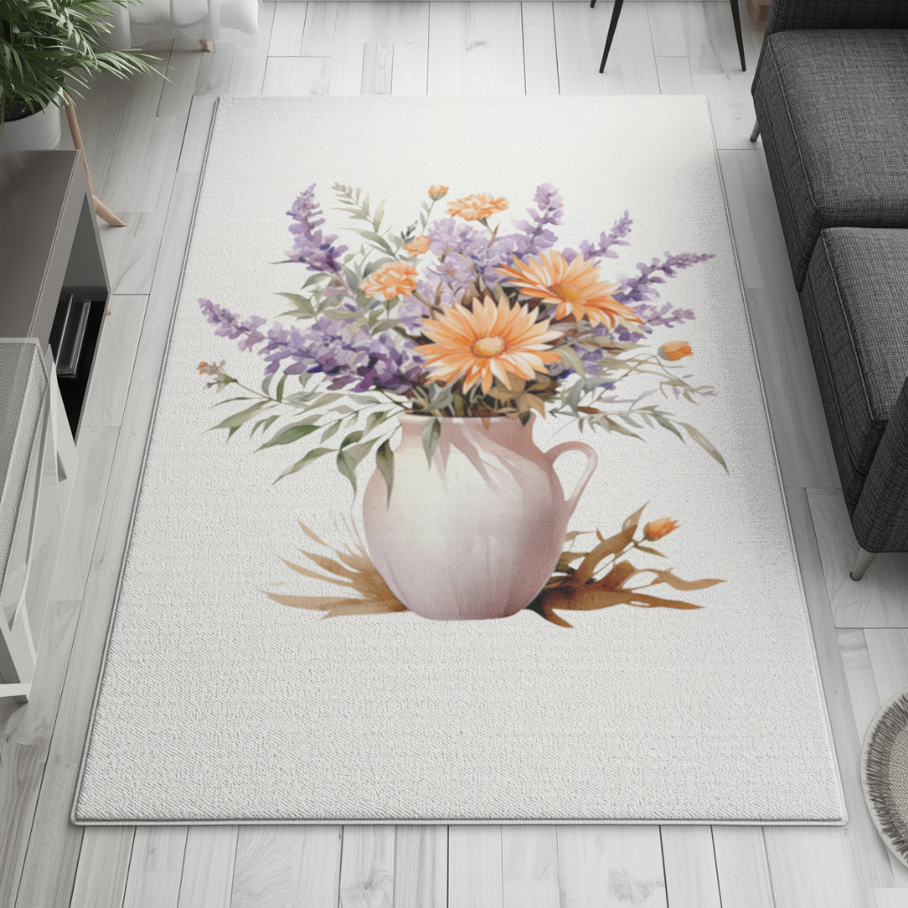 Cottagecore Wildflower Pitcher Living room carpet