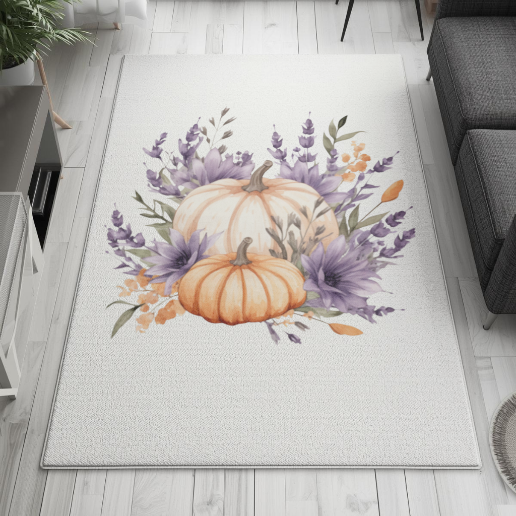 Lavender and Pumpkin Autumn Bouquet Living room carpet