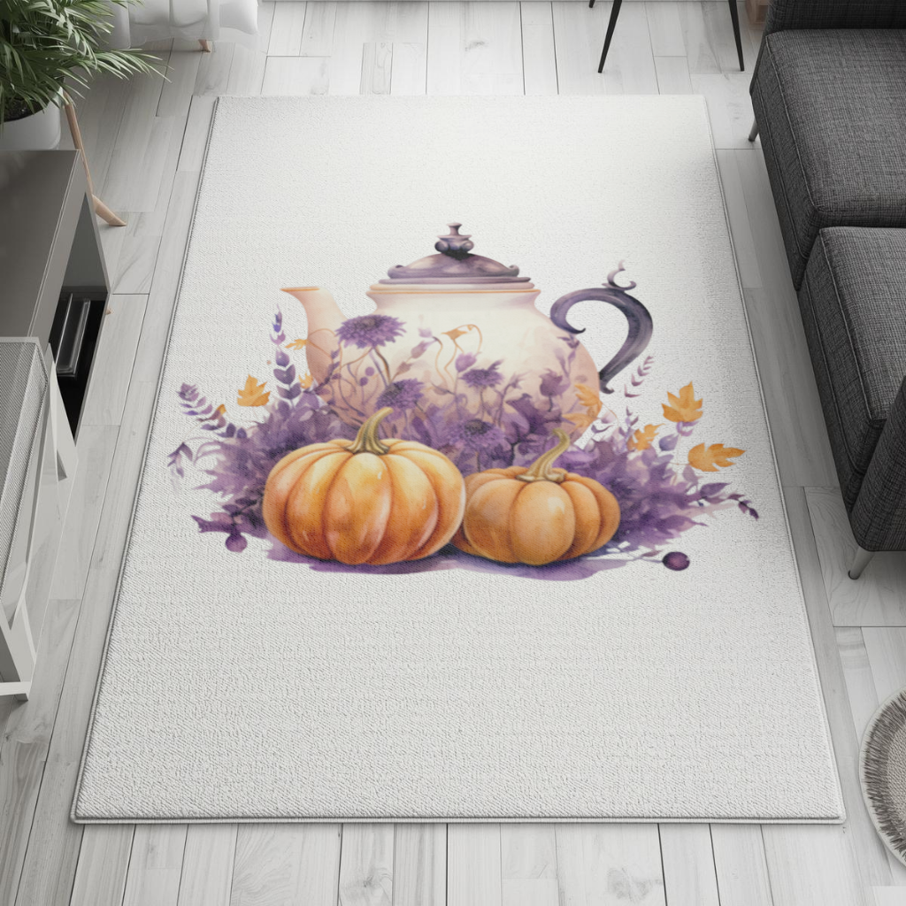 Vintage Purple Floral Pumpkin Teapot Living room carpet