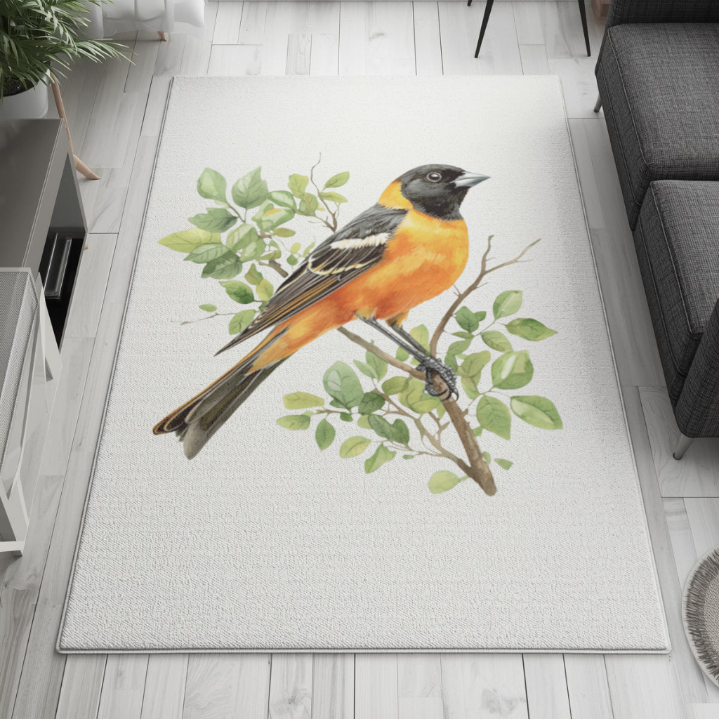 Baltimore Oriole on Branch Living room carpet