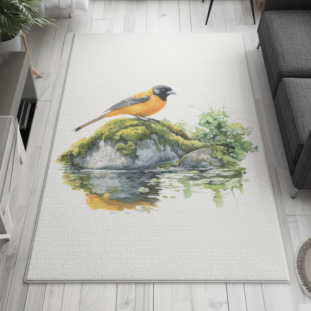 Orange Baltimore Oriole Bird Living room carpet
