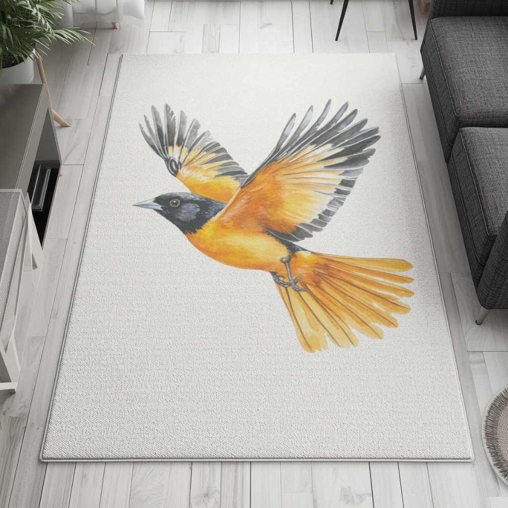 Watercolor Baltimore Oriole Living room carpet