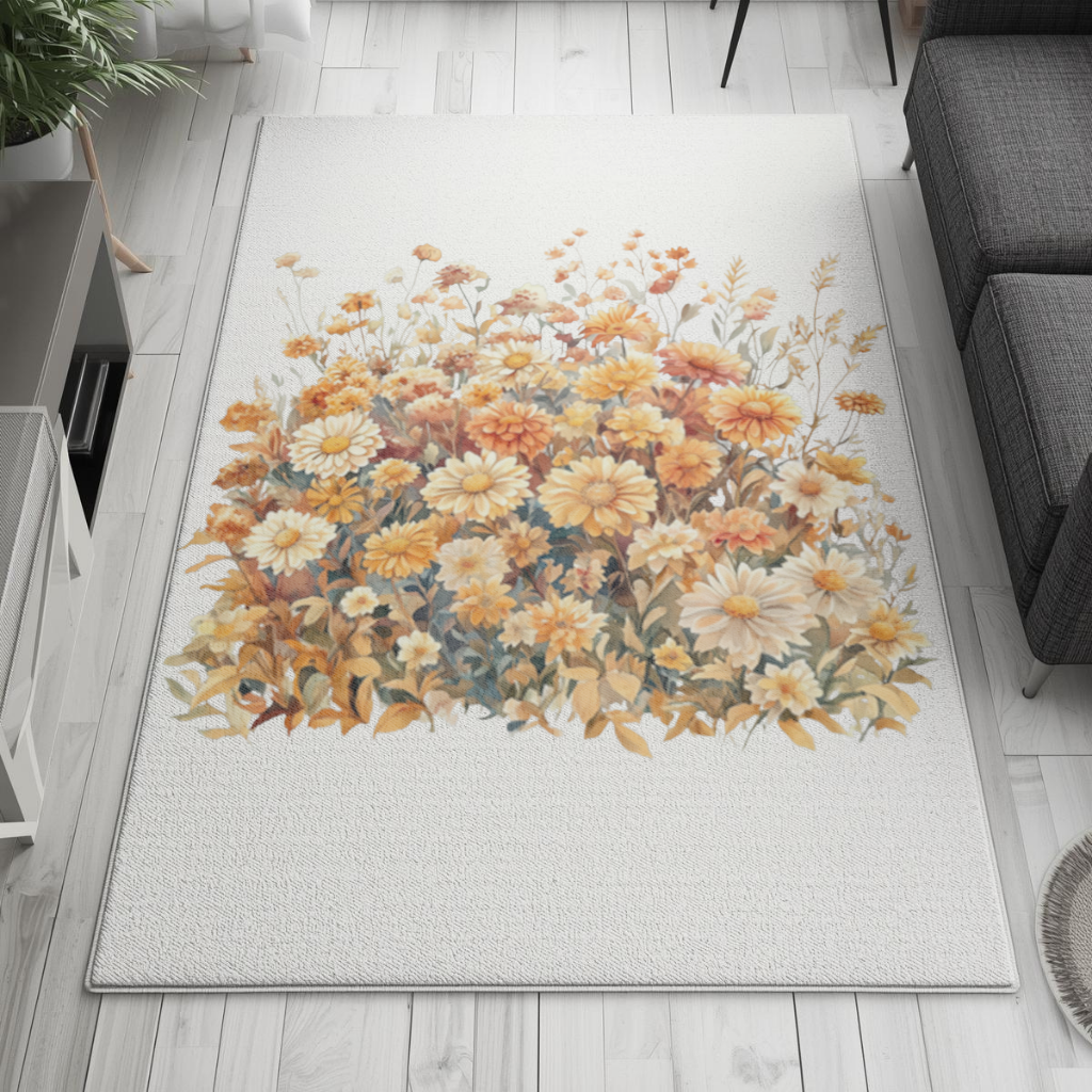 Watercolor Orange Wildflowers 