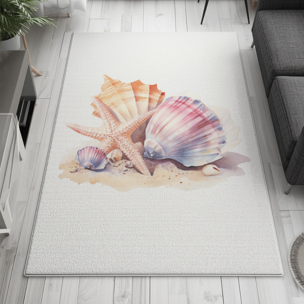 Suluboya Sahil Deniz Kabukları Salon Halısı