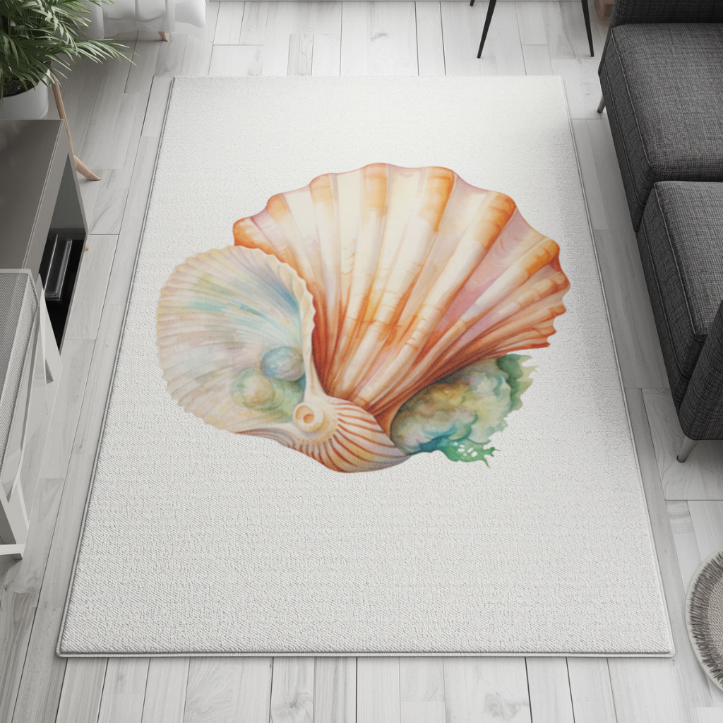 Iridescent Pearls in Orange Scallop Seashell 