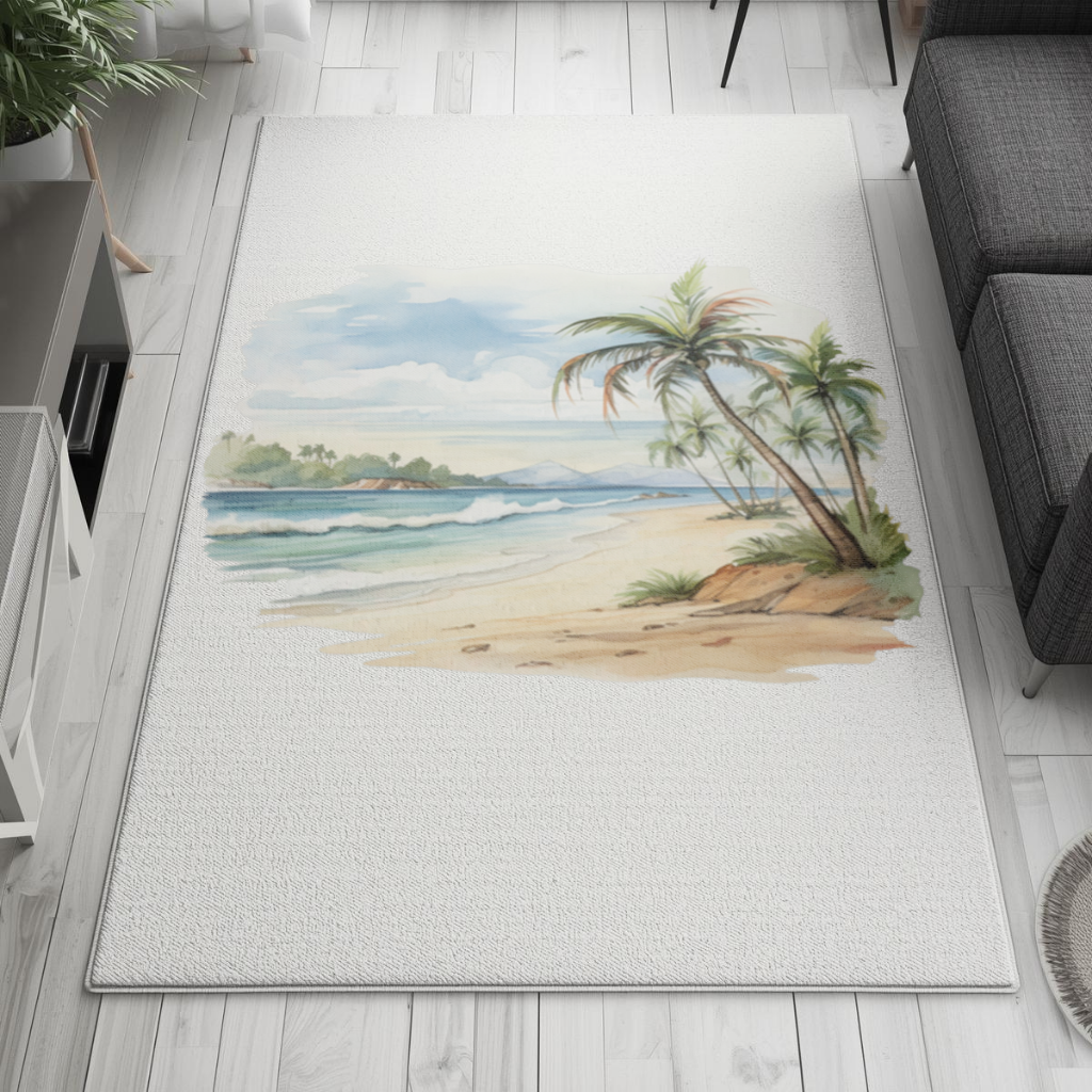 Tropical Palm Tree Beach Living room carpet