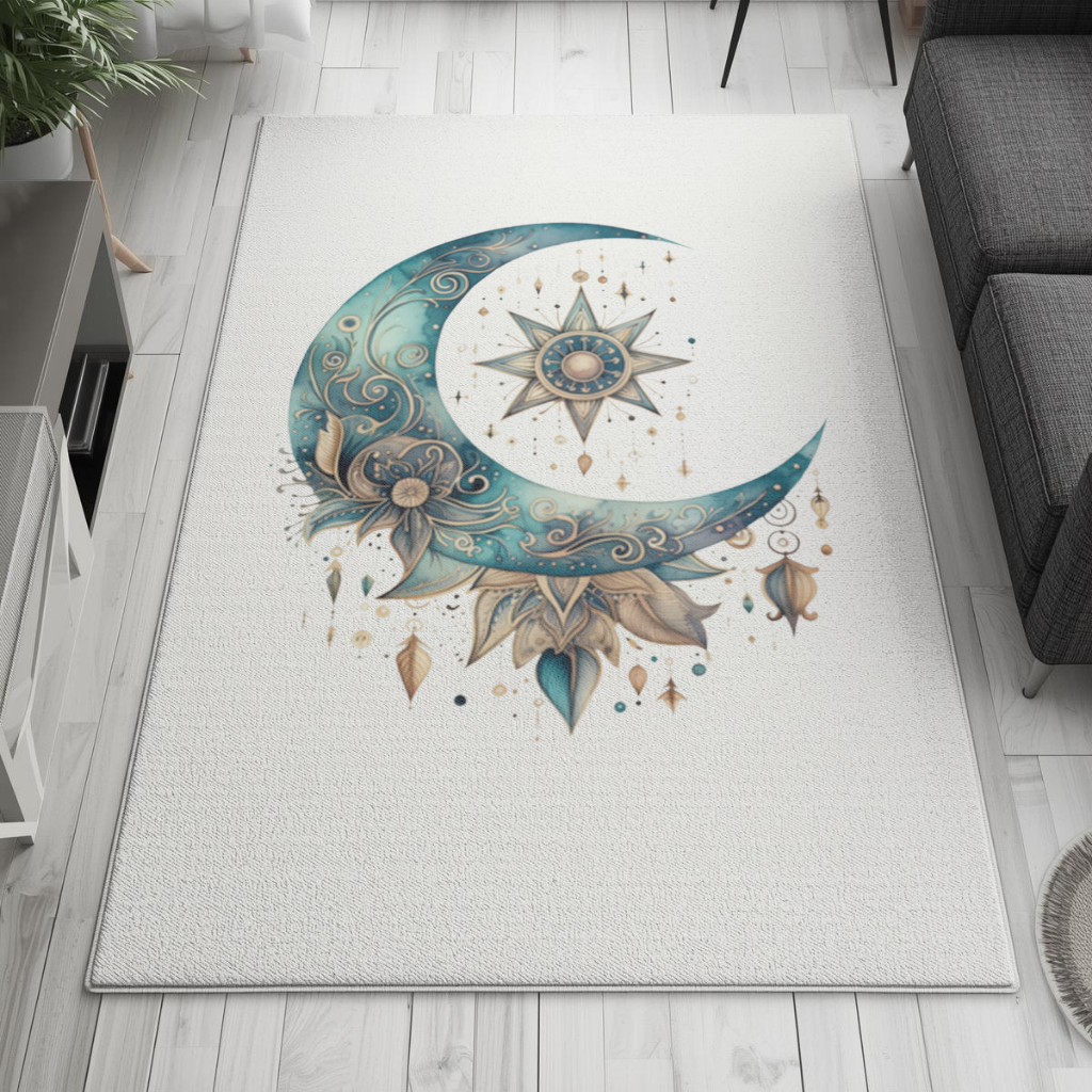 Boho Celestial Sun and Moon Living room carpet