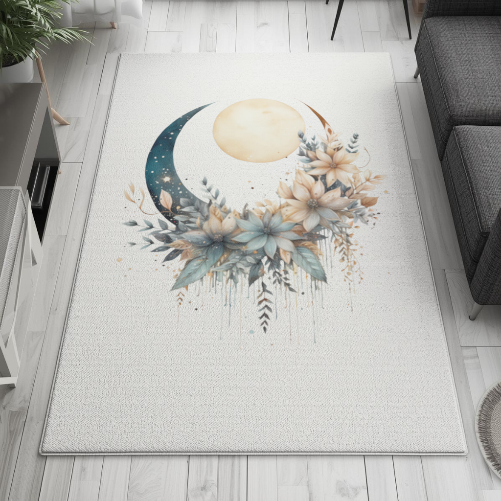 Celestial Boho Moon Floral Living room carpet