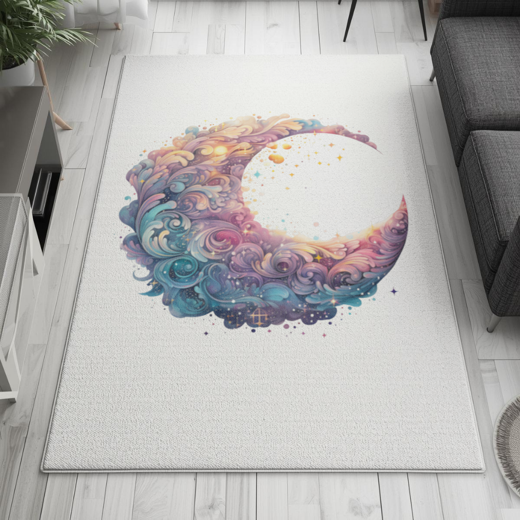 Colorful Swirled Celestial Moon Living room carpet