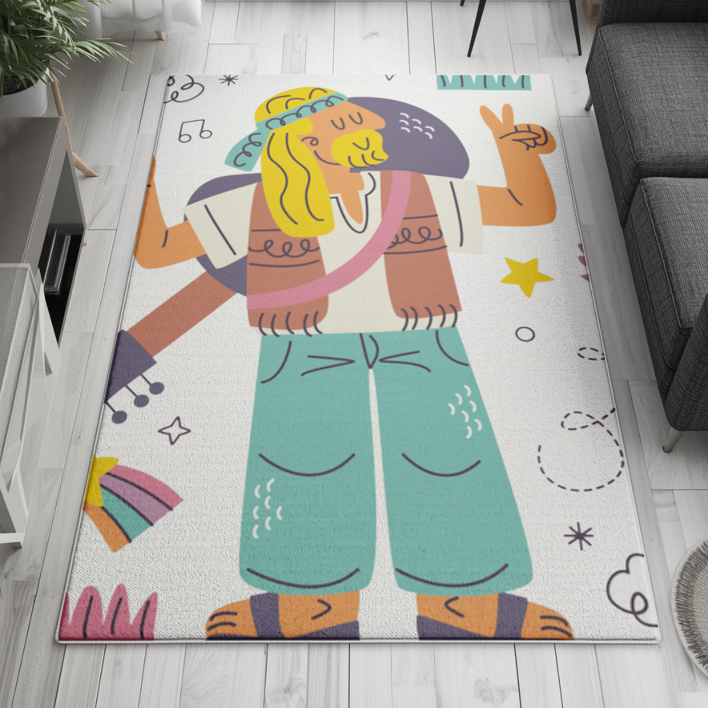Retro Hippie Character Living room carpet
