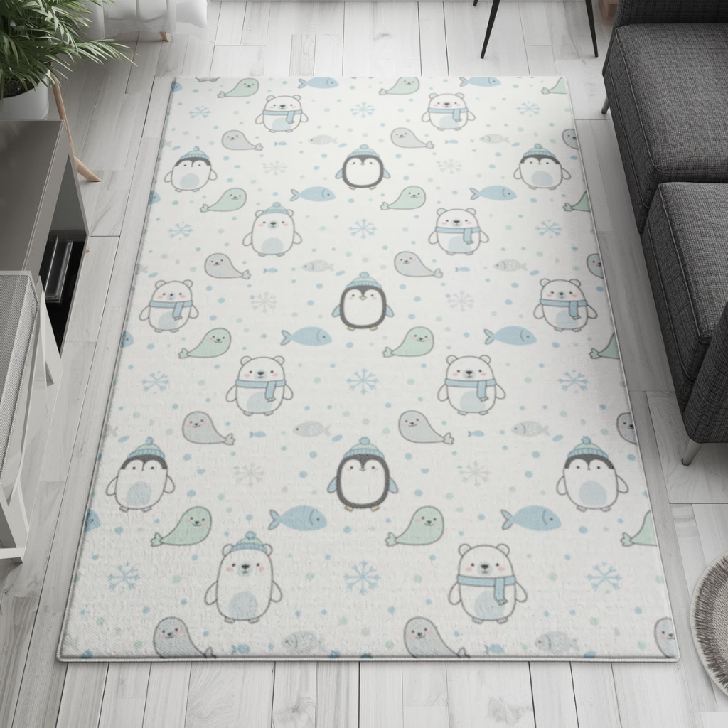 Cute Arctic Animals Winter Pattern Living room carpet