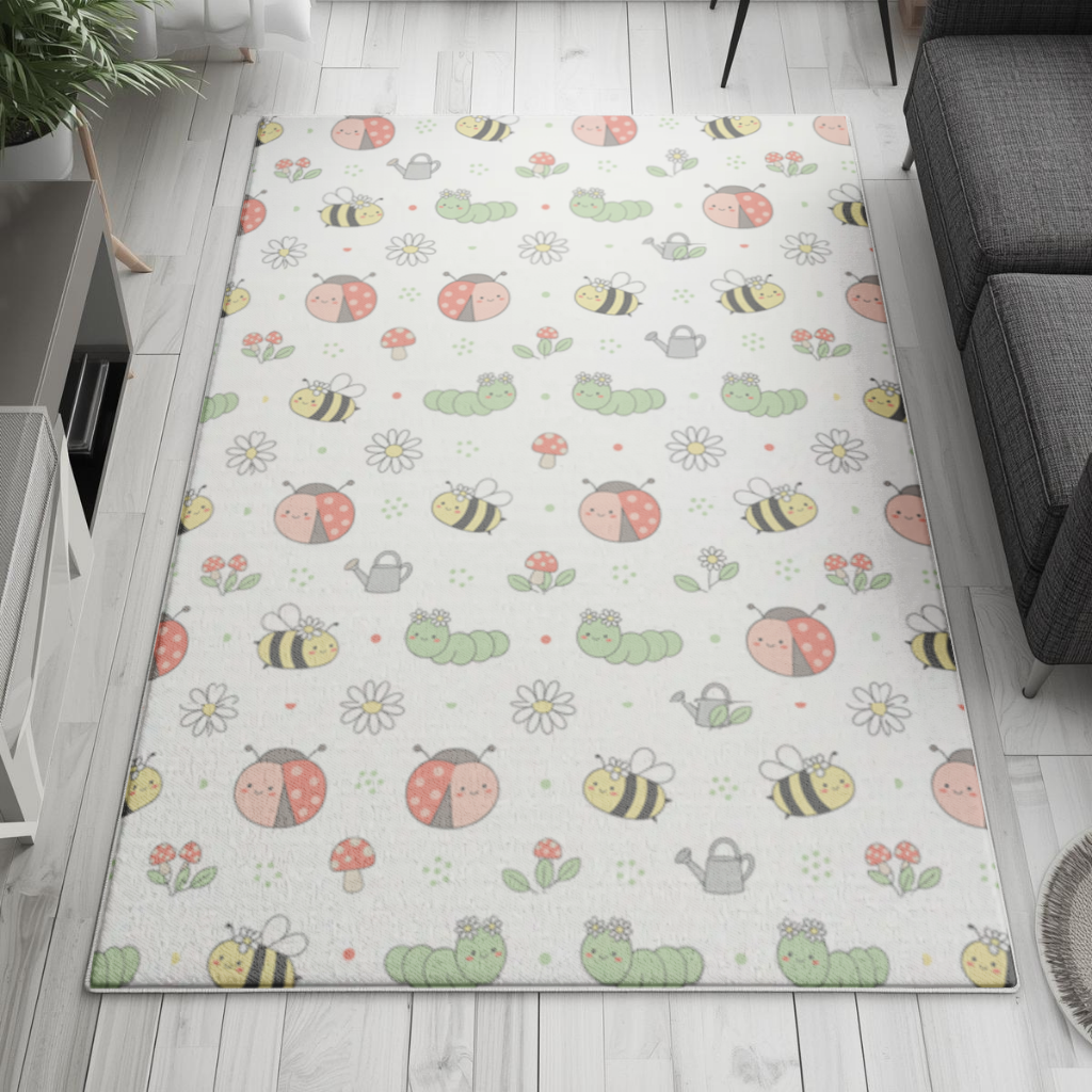 Cute Garden Bugs Pattern Living room carpet