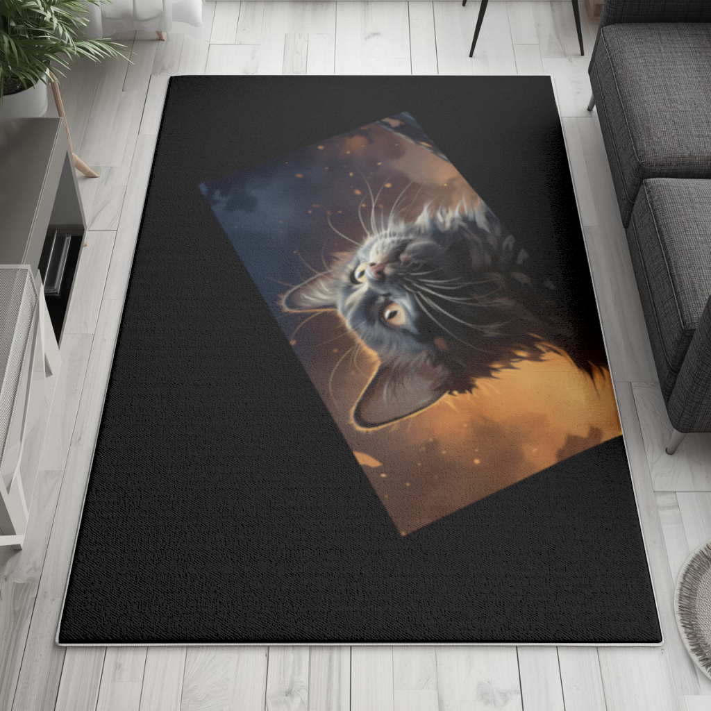 Black Cat Digital Art Living room carpet