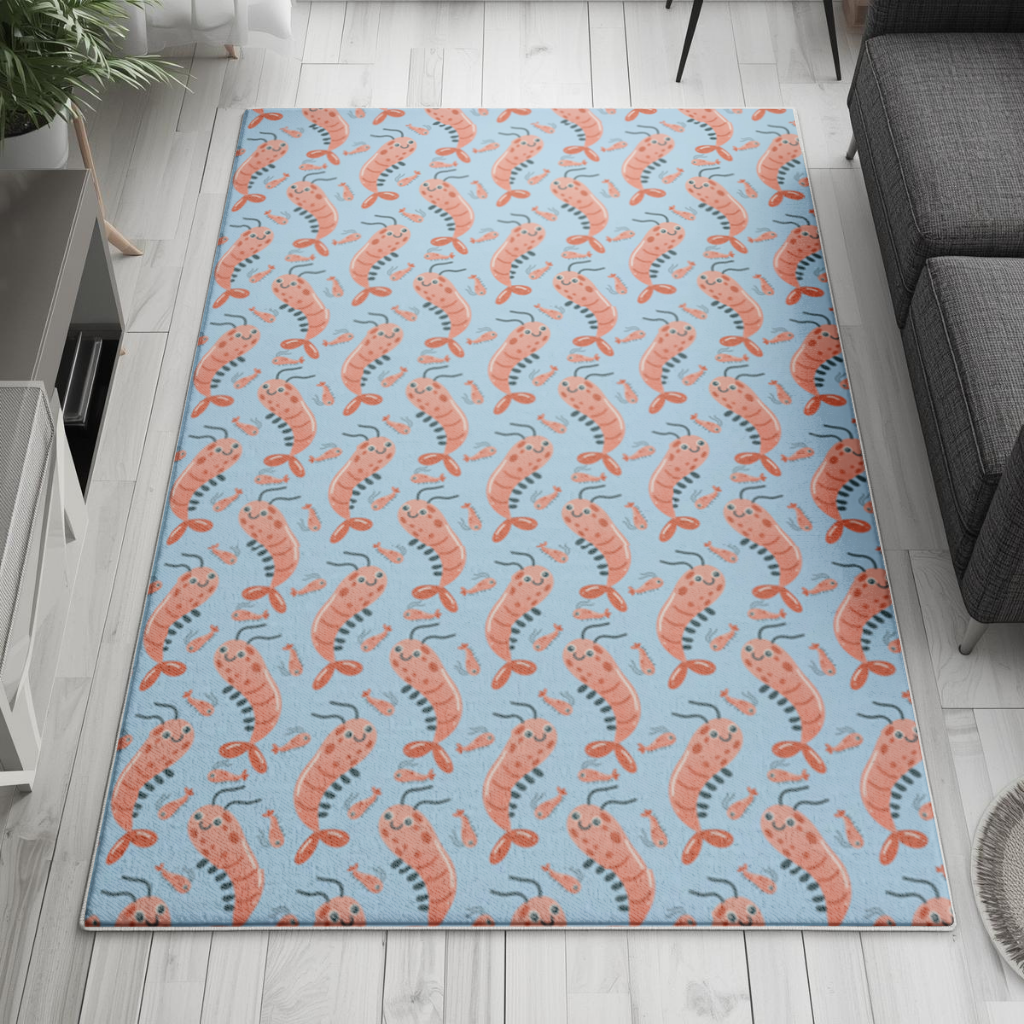 Cute Shrimps Living room carpet