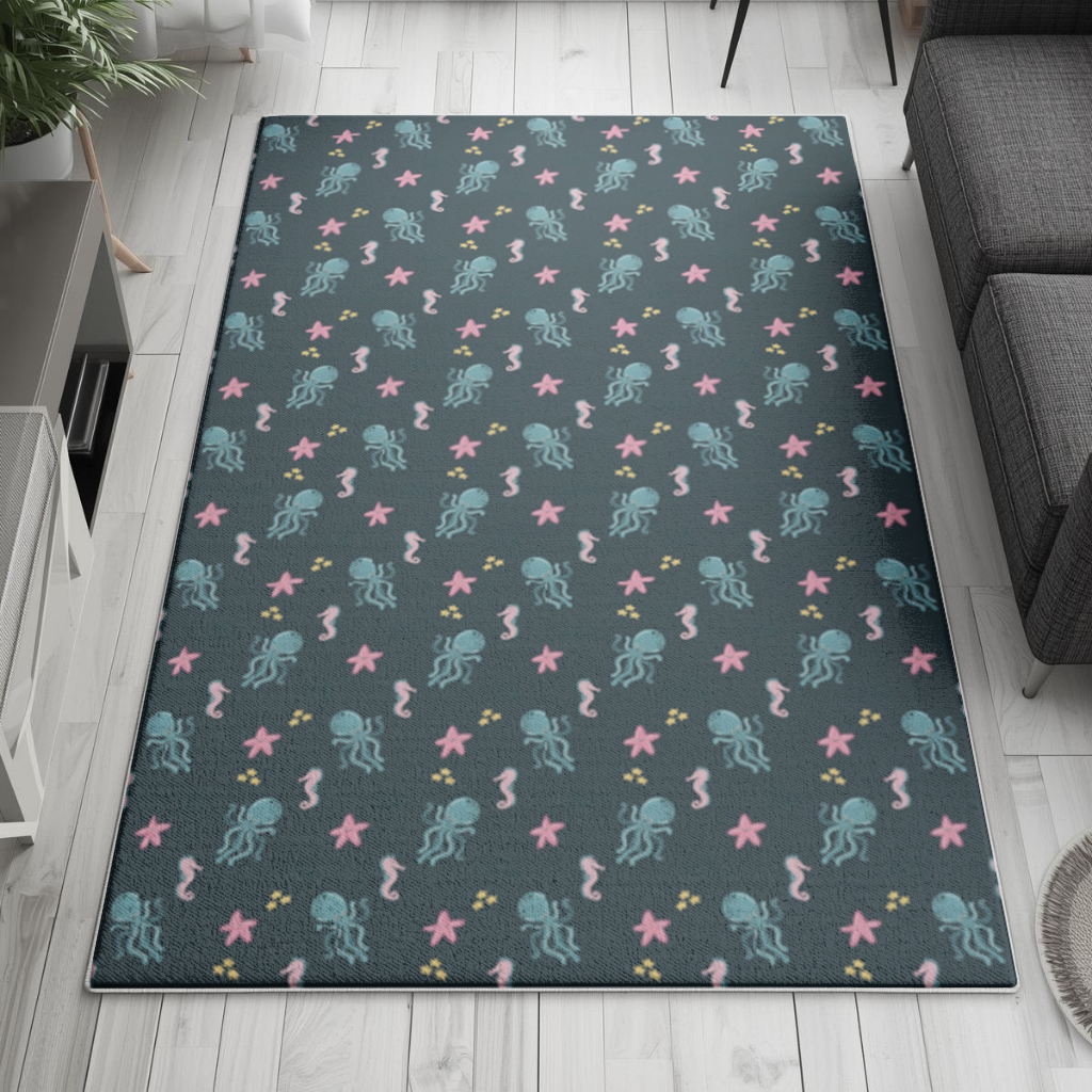 Cute Sea Creatures Living room carpet