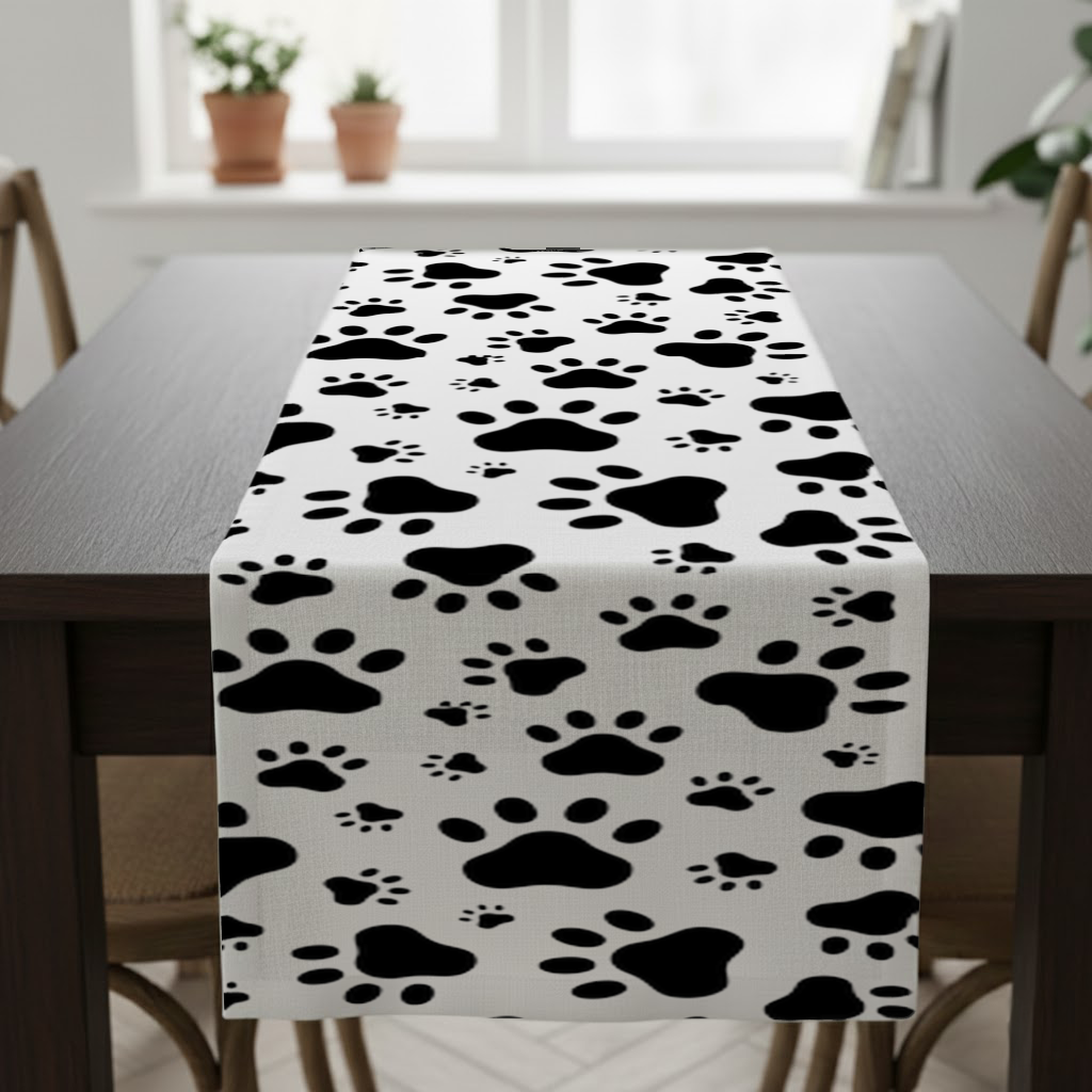 Black and White Paw Pattern Design Runner