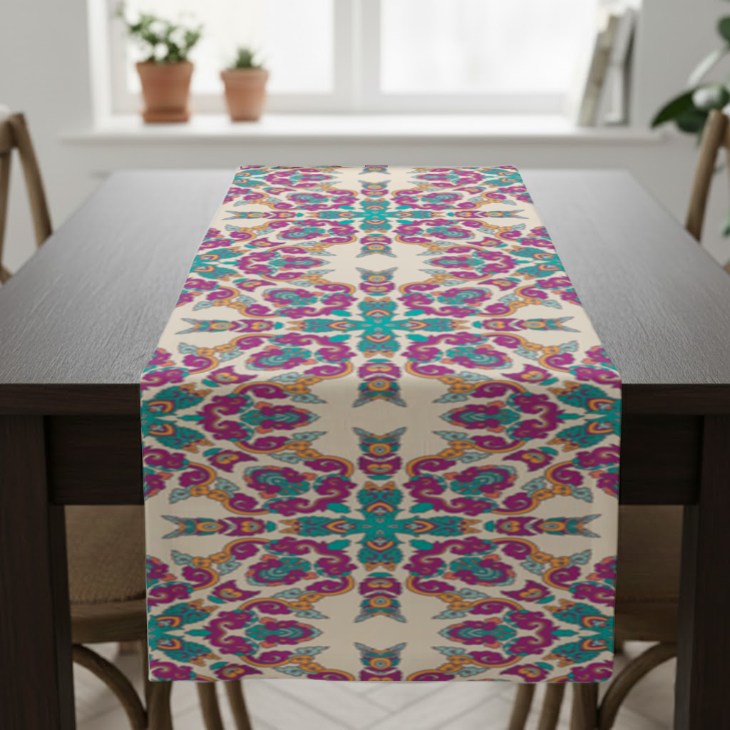 Colorful Oriental Symmetrical Mandala Pattern Runner