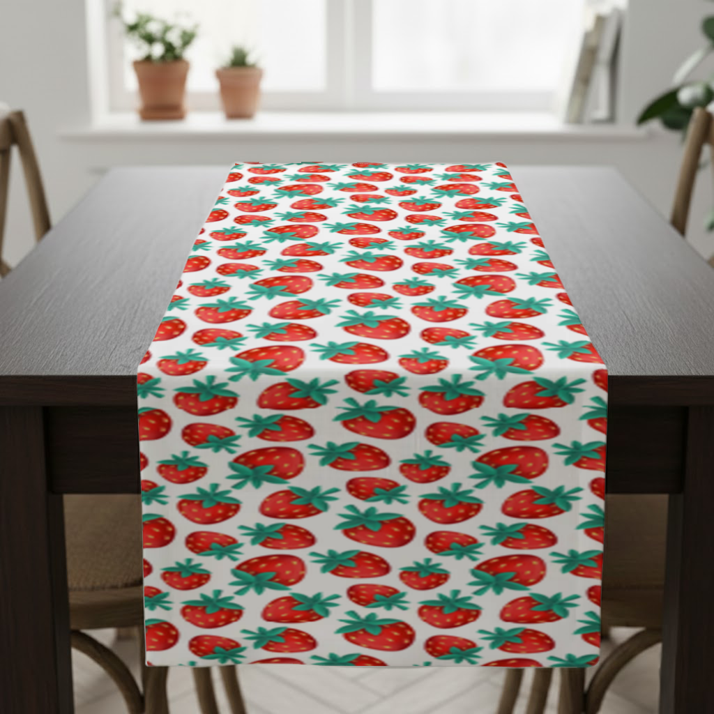 Vibrant Red Strawberry Summer Pattern Runner