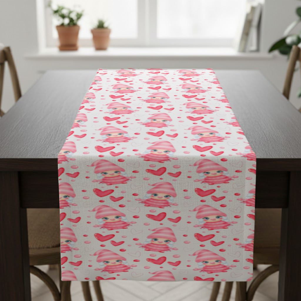 Cute Pink Baby Girl Valentines Day Heart Pattern Design Runner