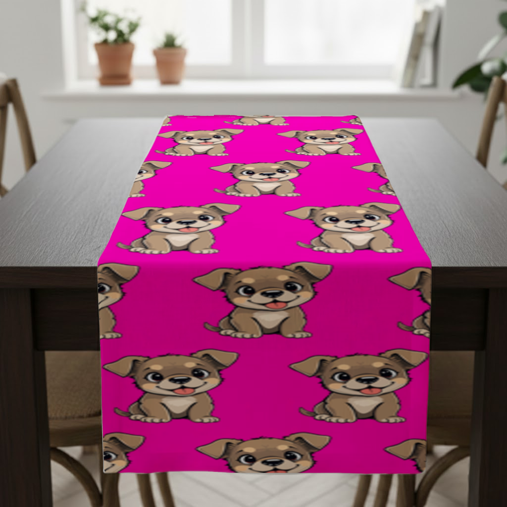 Cute Dog Illustration on Pink Background 