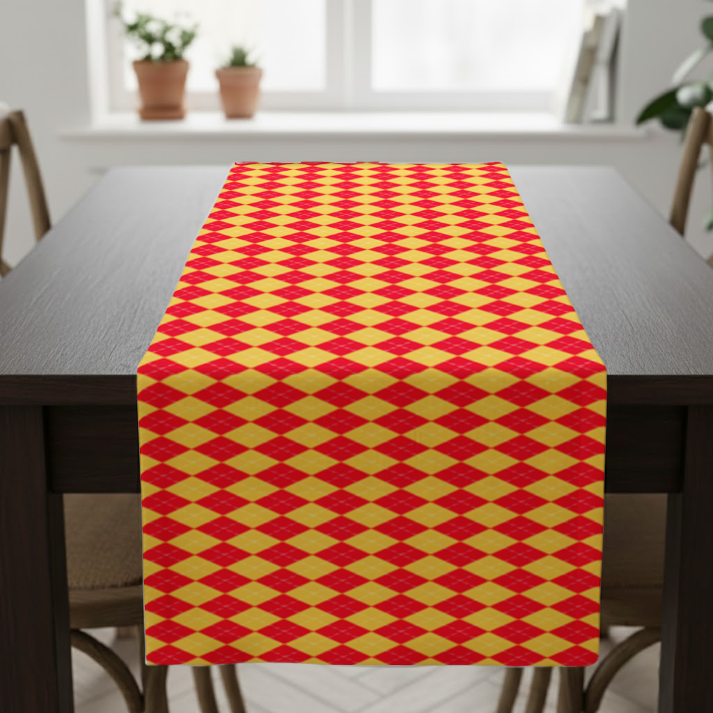 Red and Yellow Argyle Geometric Pattern Background Runner