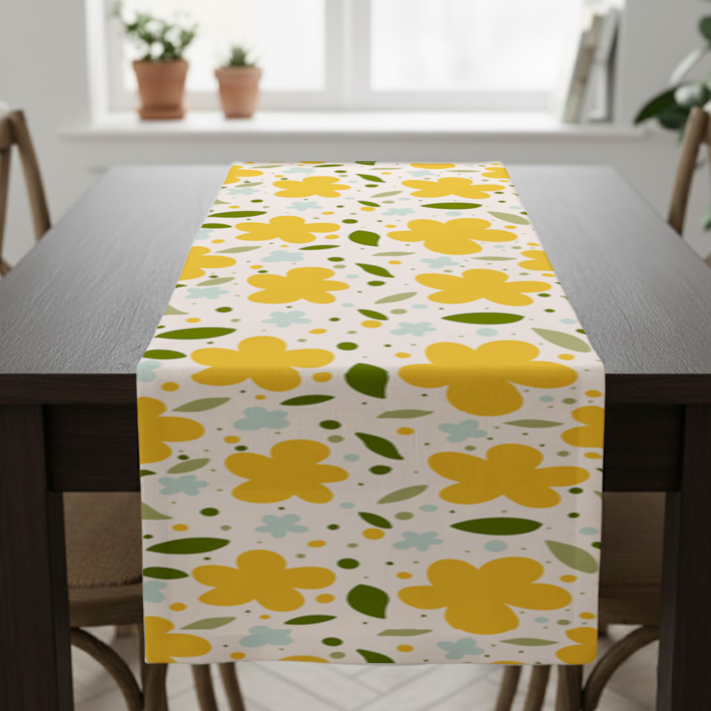 Yellow Floral and Leaf Boho Seamless Pattern Runner