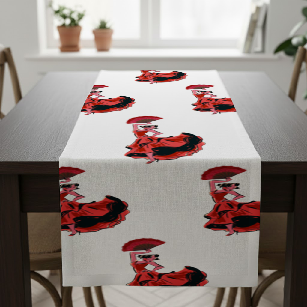 Flamenco Dancer with Fan Illustration Runner