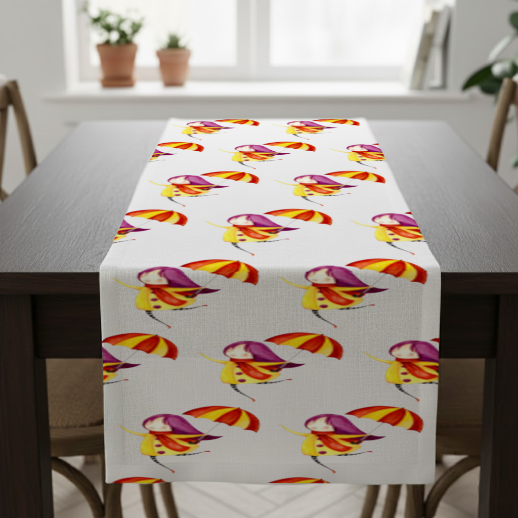 Cheerful Girl with Umbrella Runner