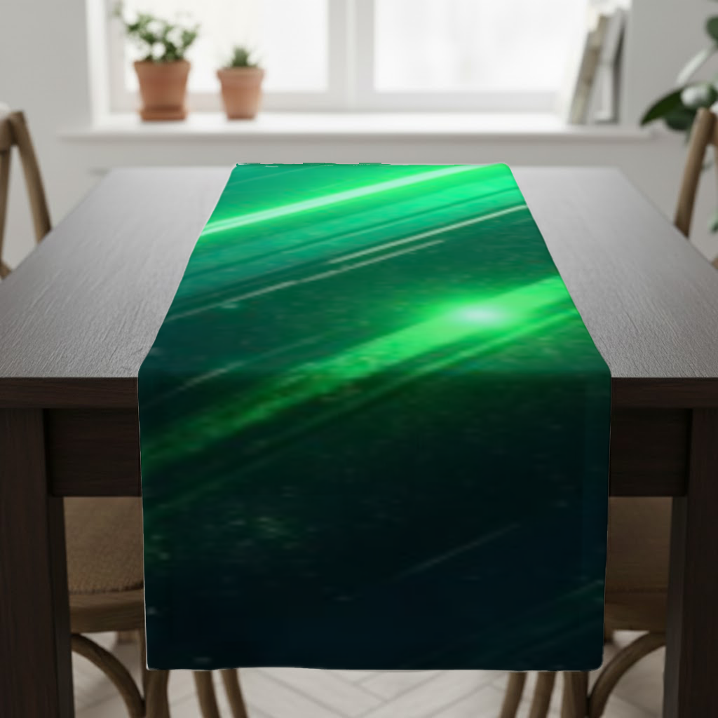 Green bright strips on black background. Runner