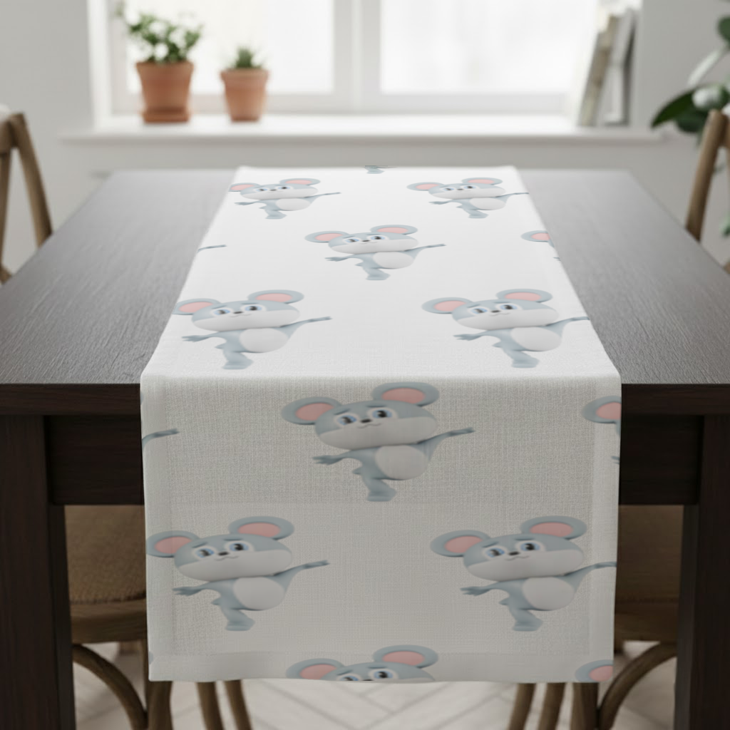 Dans Eden Sevimli Gri Fare Karakteri Masa Runner