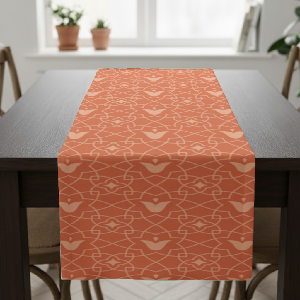 Modern Geometric Linear Terracotta Pattern Runner
