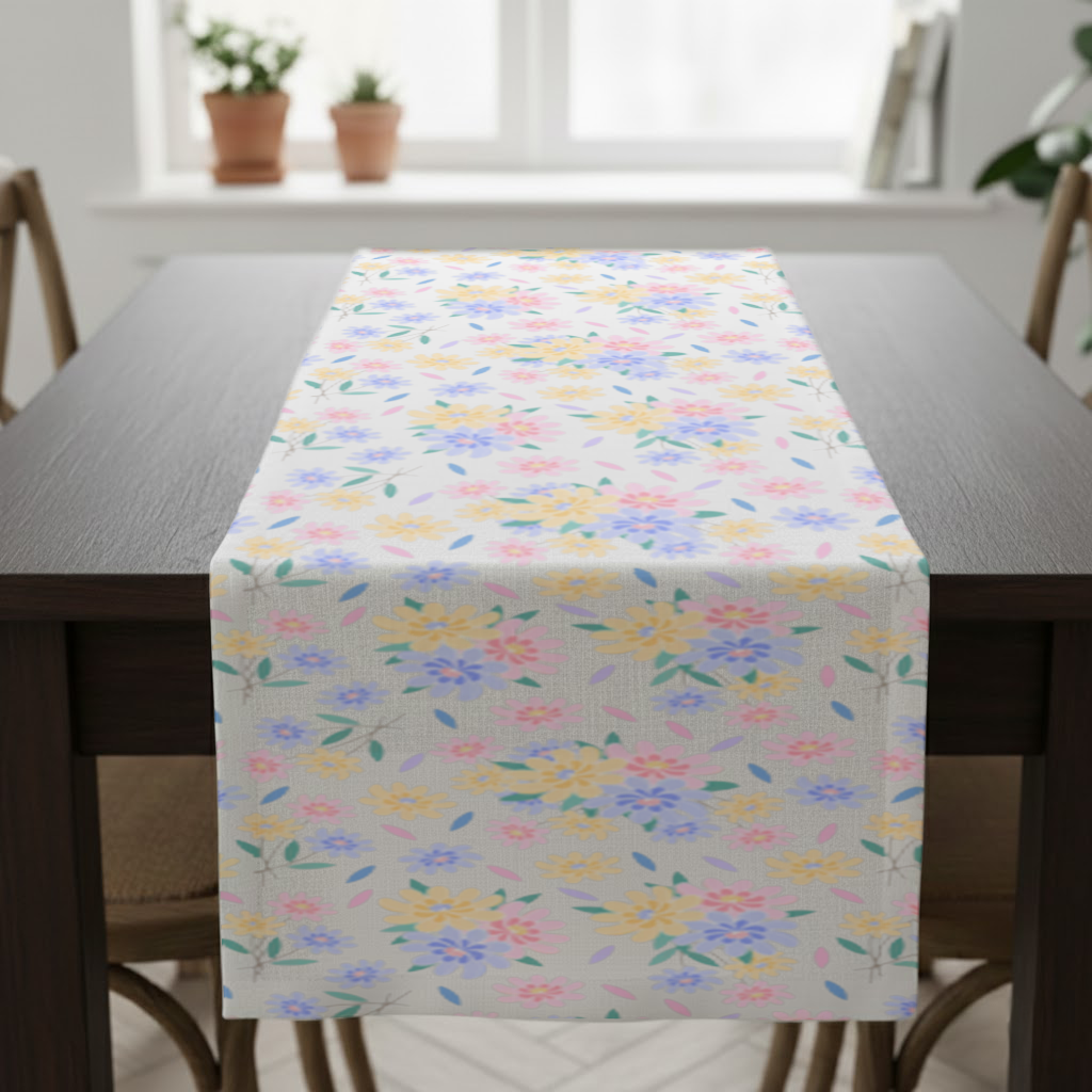 Colorful Pastel Spring Floral Pattern Runner