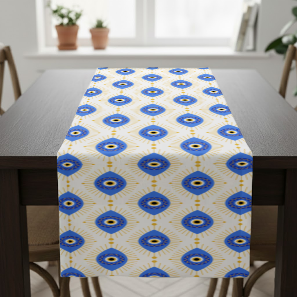 Modern Evil Eye Pattern with Sunburst Rays Runner