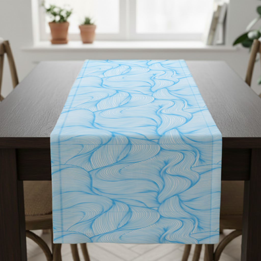 Blue Wavy Linear Abstract Pattern Runner