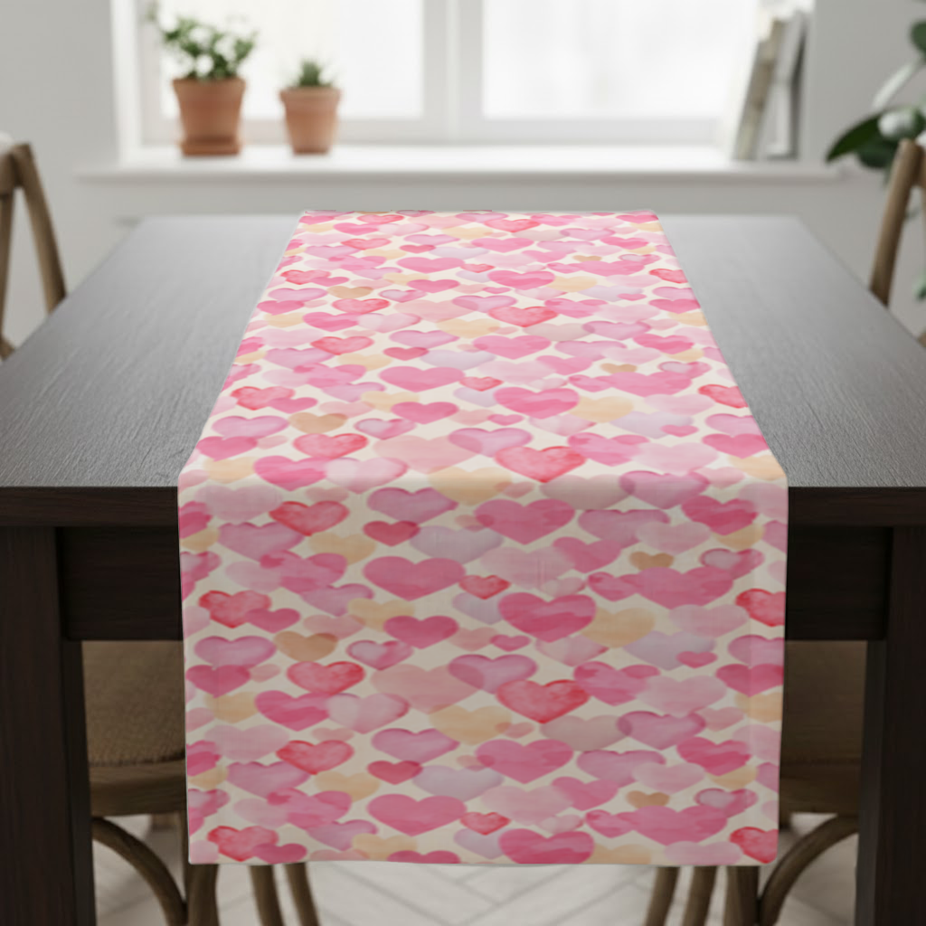 Watercolor Pink Hearts Runner