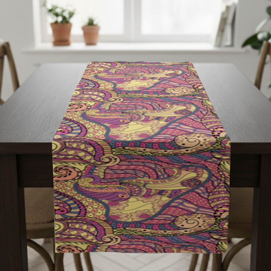 Psychedelic Zentangle Floral Runner