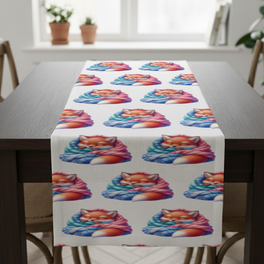 Sleeping Fox Knitted Blanket Runner
