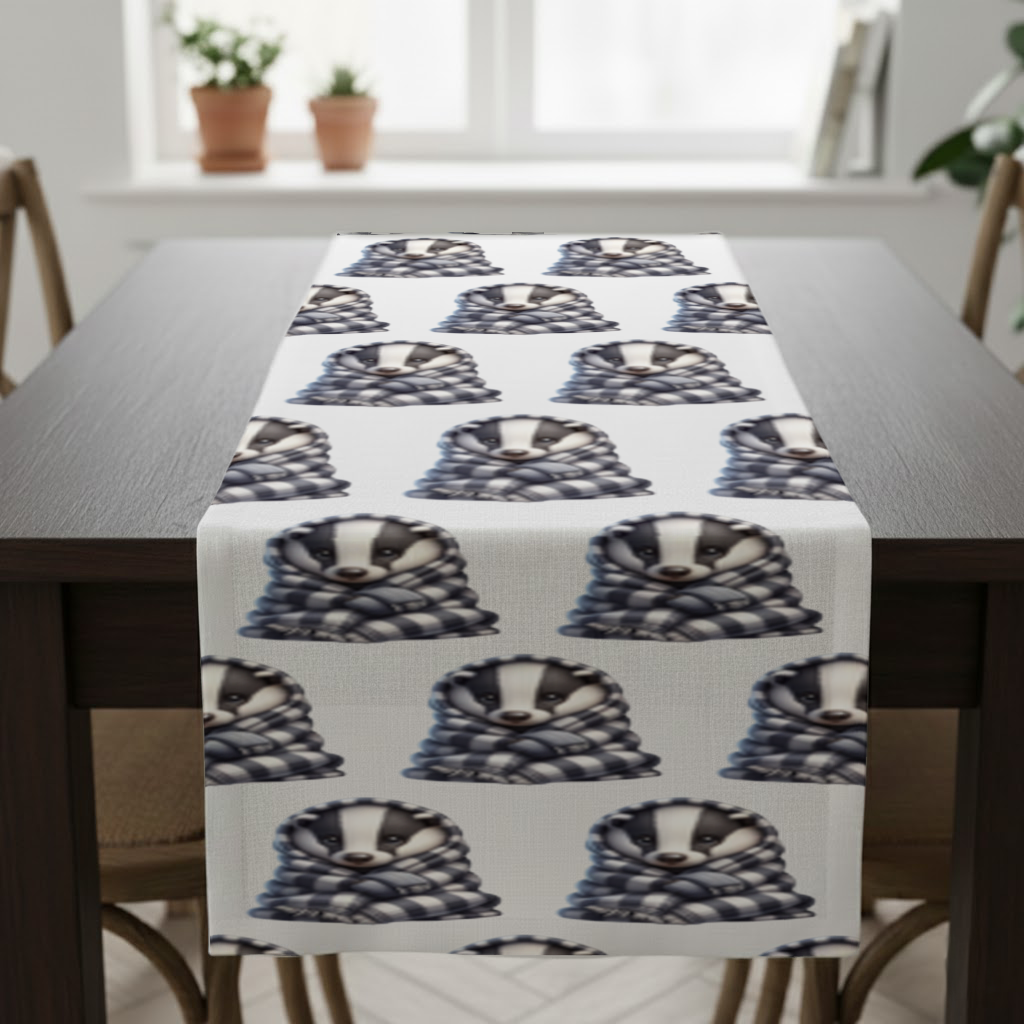 Cozy Baby Badger Wrapped in Blanket Runner