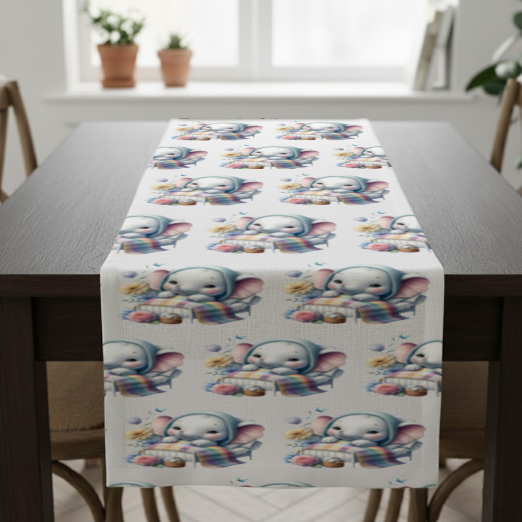 Sleeping Baby Elephant in Bed Runner