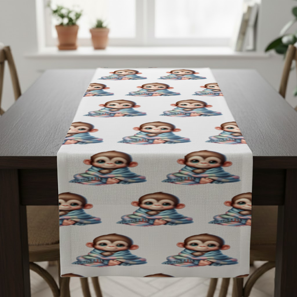 Cute Baby Monkey Wrapped in Blanket Runner