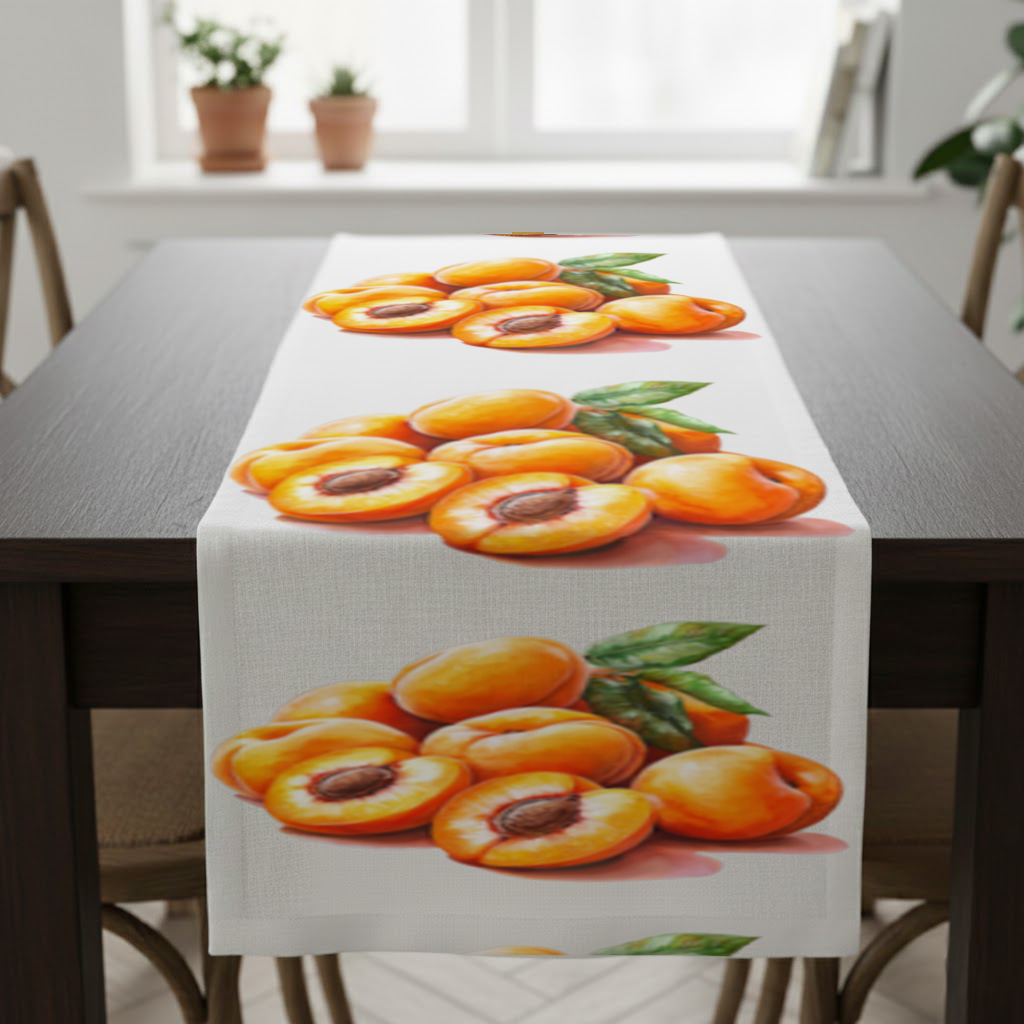 Sulu Boya Kayısı ve Yaprak Masa Runner