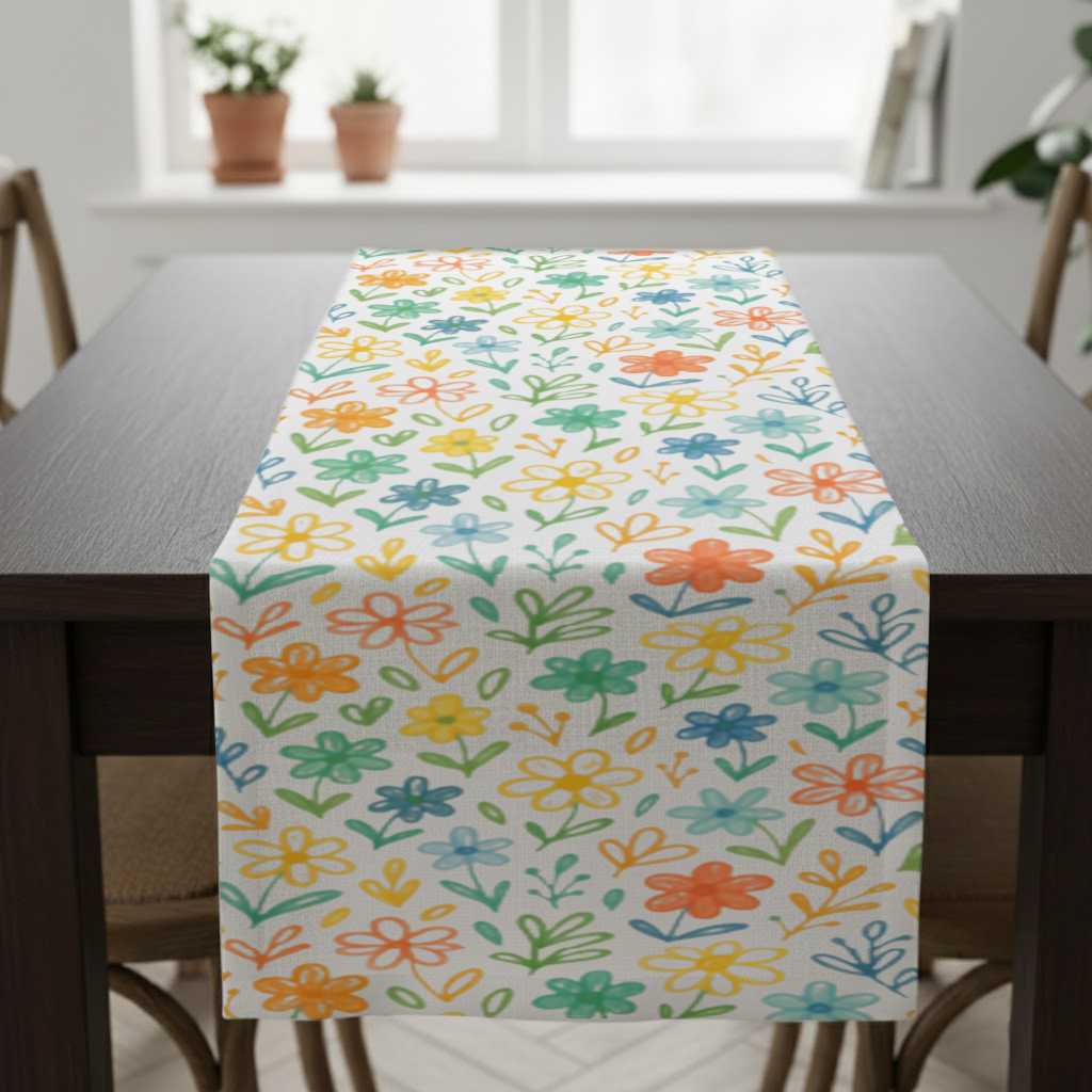 Colorful Boho Wildflowers Runner