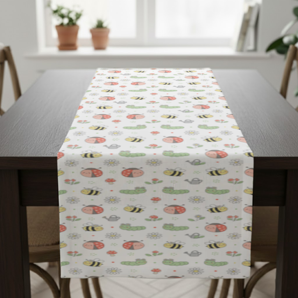 Cute Garden Bugs Pattern Runner