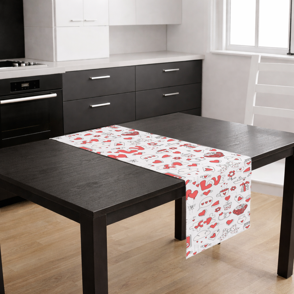 Valentines Day Doodle Love Heart Pattern Cute Design Runner
